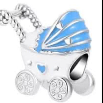 Charm Carriola blanco con azul