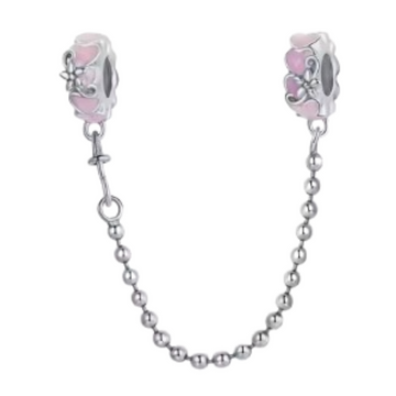 Charm C.S. Corazones rosas cadena bolitas