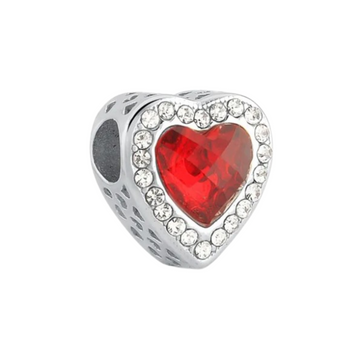 Charm Corazon piedra roja y brillos