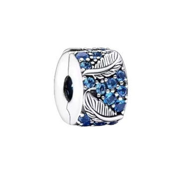 Charm Clips pluma, piedras azules