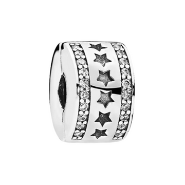 Charm Clips estrellas piedras blancas