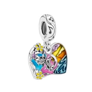 Charm Stich Corazon azul y rosa