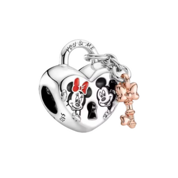Charm Mickey y Minnie corazon y llave