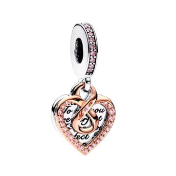Charm corazon infinito golden con leyenda