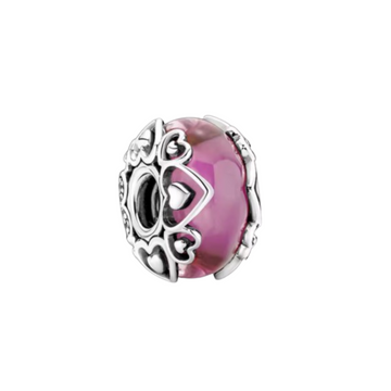 Charm Murano rosa con corazones