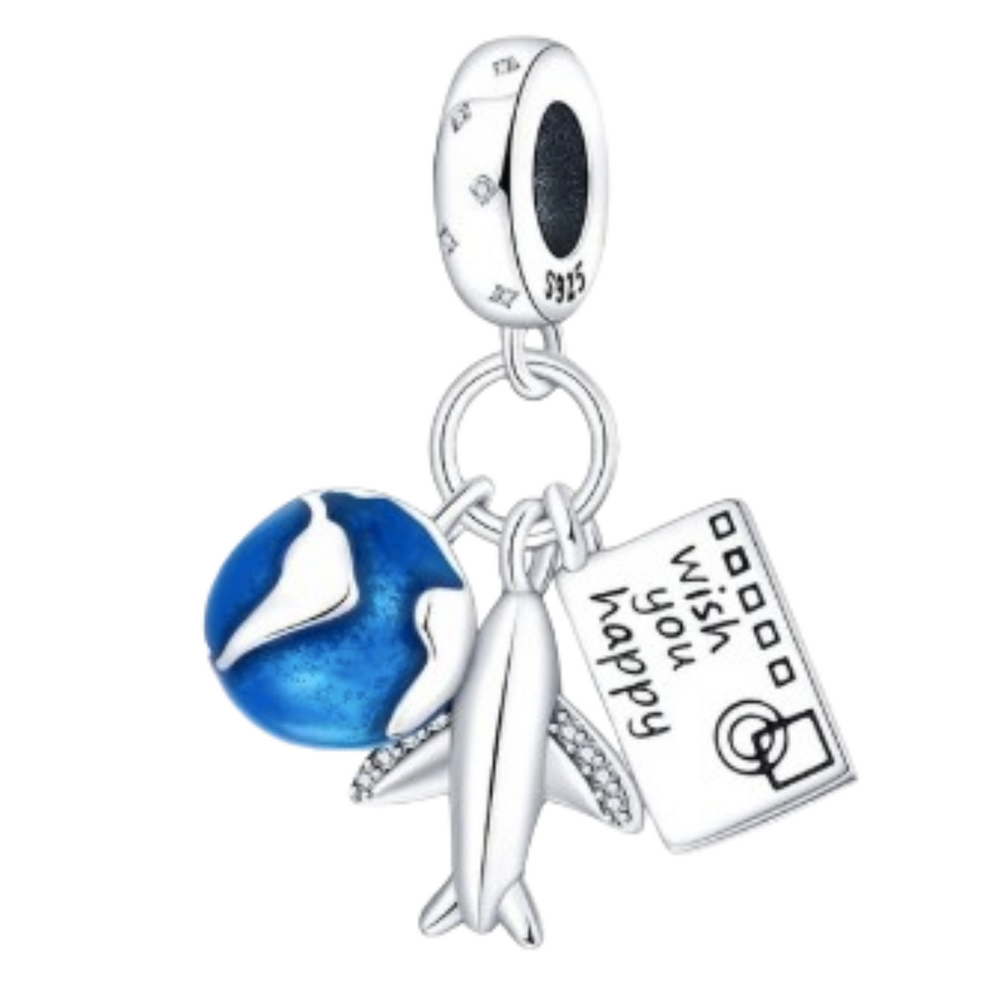 Charm Postal Wish You Happy, avion y mundo