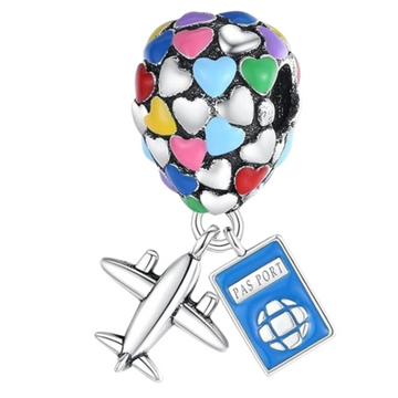 Charm Globo avion y pasaporte