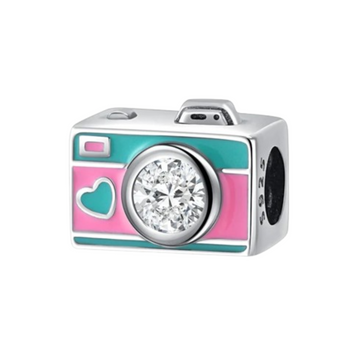 Charm Camara rosa con verde