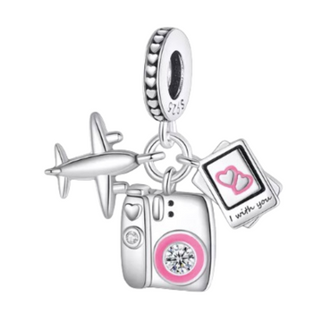 Charm Camara avion y fotos color rosa