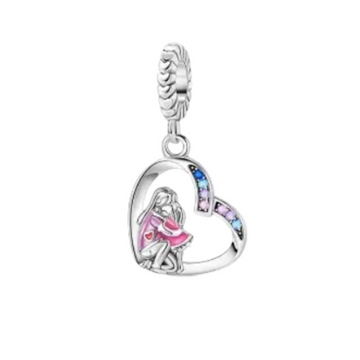 Charm Corazon Madre e hija abrazo
