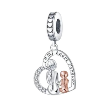 Charm Corazon madre e hija colgante