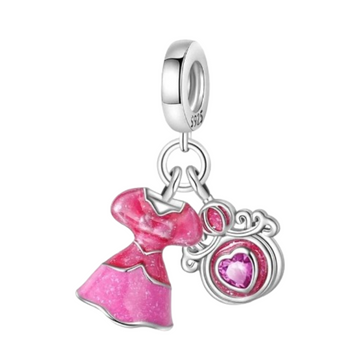 Charm Vestido rosa con corazon barbie