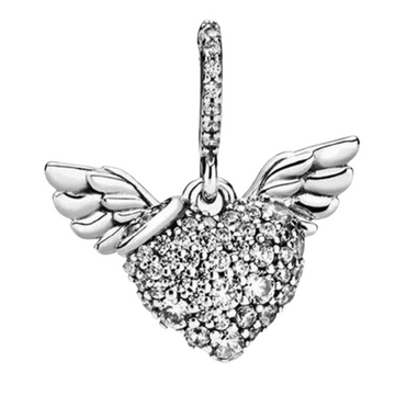 Charm Corazon alas gris