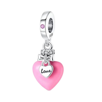 Charm Corazon con morado y mini corazon