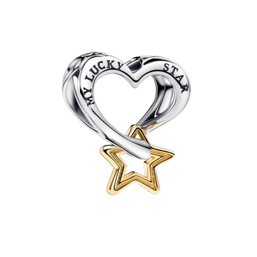 Charm Corazón estrella dorada colgante