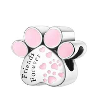 Charm Huella con huellitas rosa