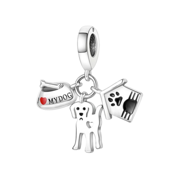 Charm Perro, plato y casita