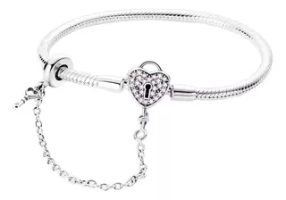 Brazalete corazon con piedras cadena de seguridad