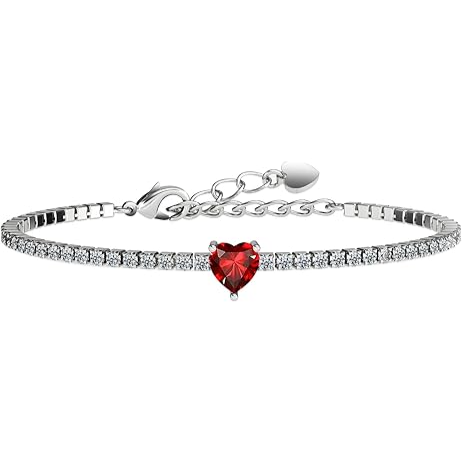 Brazalate corazon rojo con brillos