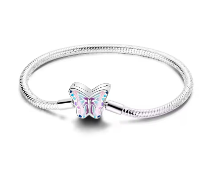 Brazalete mariposa rosa con morado