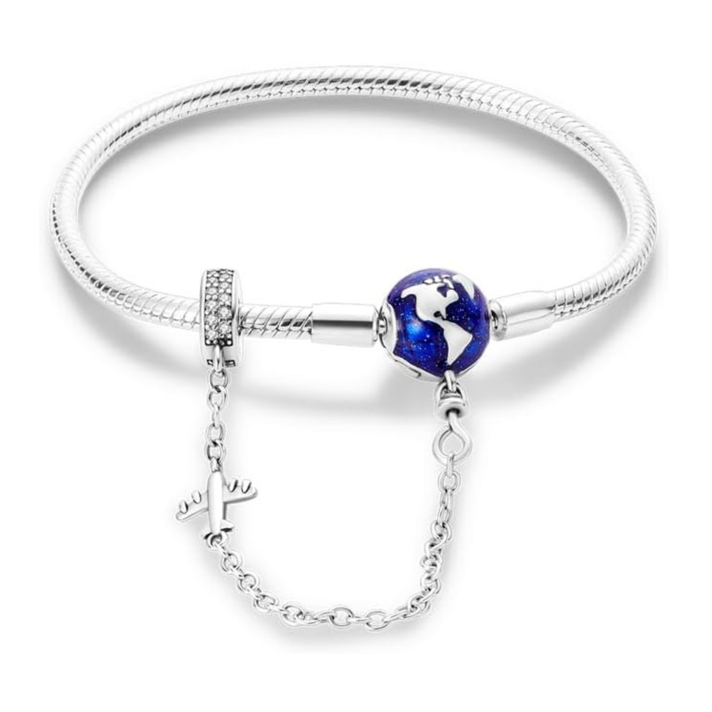 Brazalete mundo con cadena de seguridad