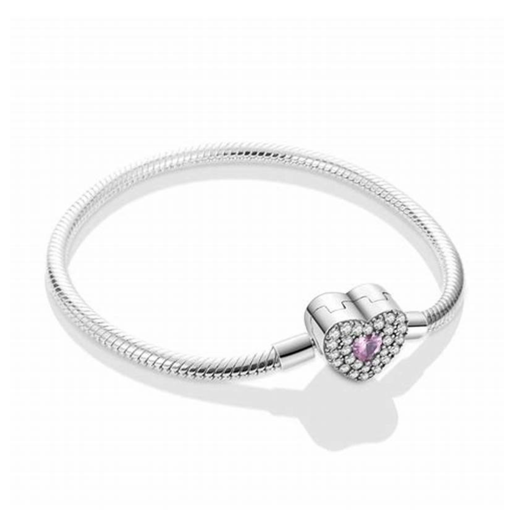 Brazalete corazon piedra rosa