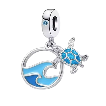 Charm Circulo mar y tortuga azul