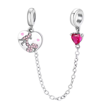 Charm C.S. Corazon rojo y corazon plata