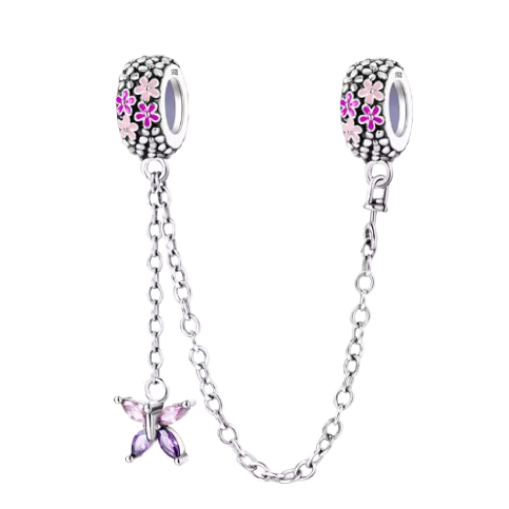 Charm C.S. Mariposa cristal rosa y morado