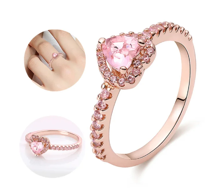 Anillo Rosado Con Diamantes