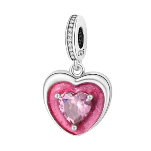 Charm corazon diamante rosa