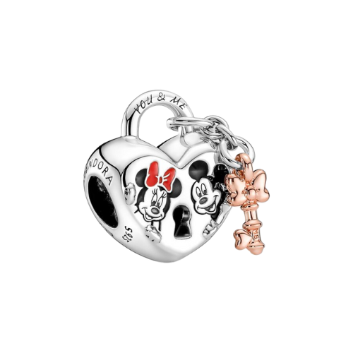 Charm Candado Mickey y Minnie Mouse de Disney