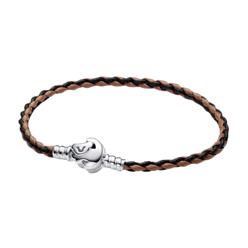 Pulsera Pandora Moments en Cuero Trenzado con Cierre El Rey León de Disney