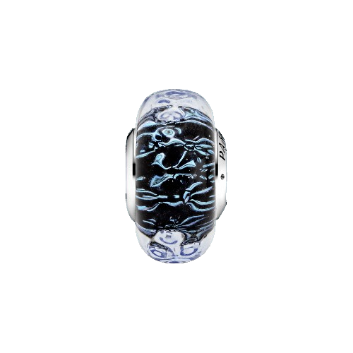 Charm Océano Ondulante De Cristal Murano Azul Oscuro