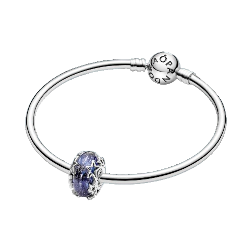 Charm De Cristal De Murano En Plata De Ley Galaxia & Estrella