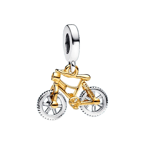 Charm Colgante Ruedas de Bicicleta Girando en Dos Tonos