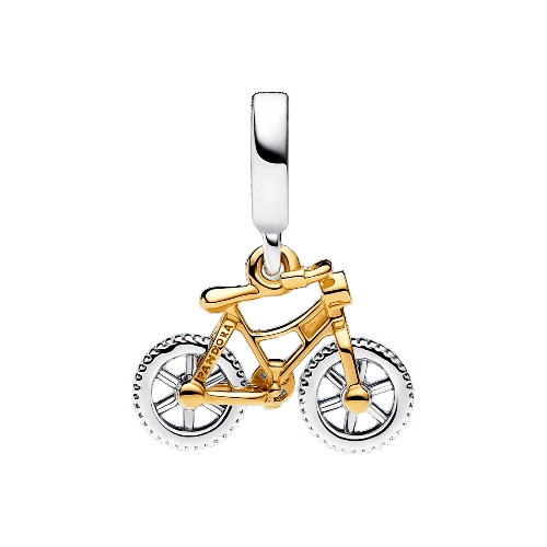 Charm Colgante Ruedas de Bicicleta Girando en Dos Tonos