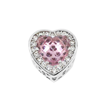 Charm Corazon piedra rosa y brillos