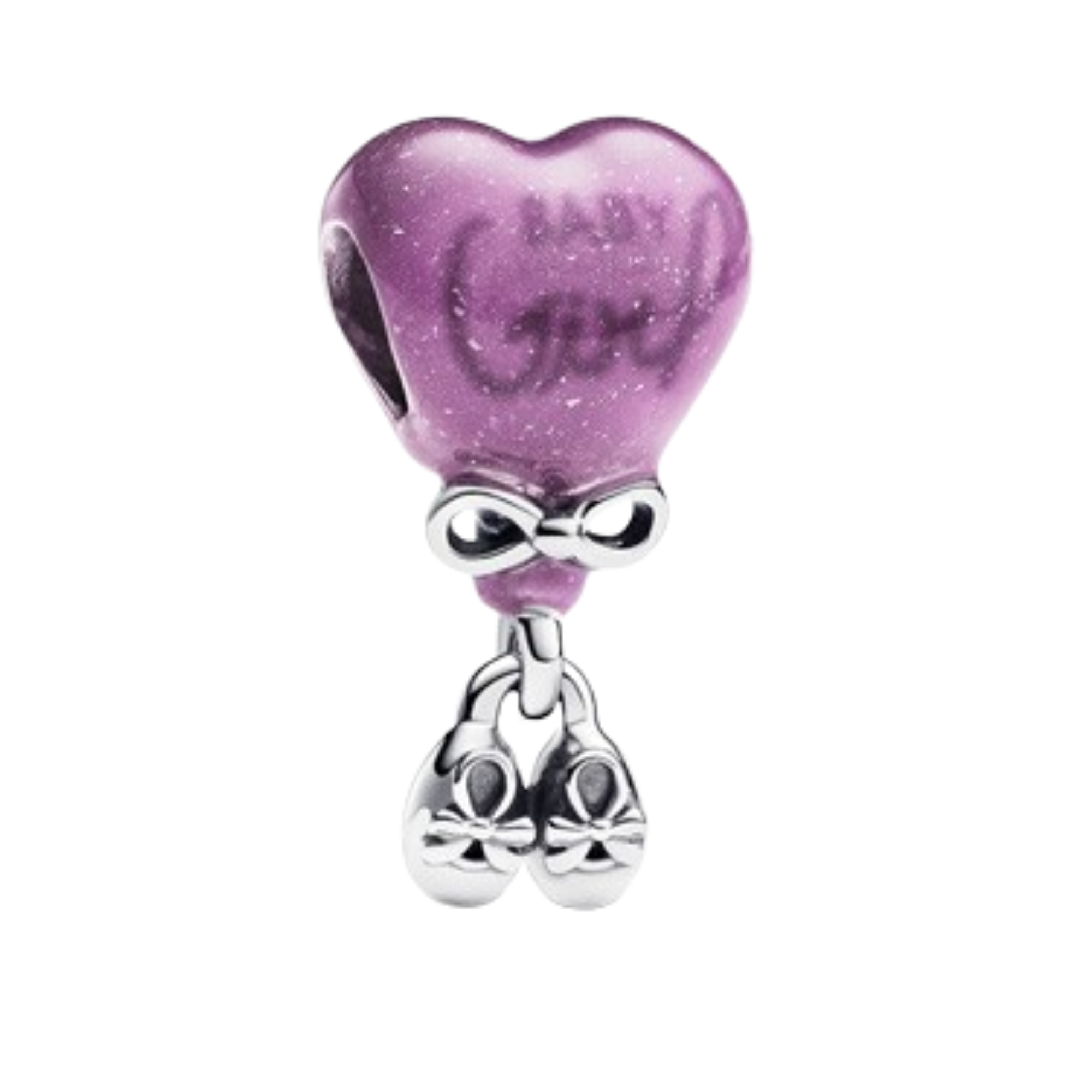 Charm Corazon morado revelacion rosa