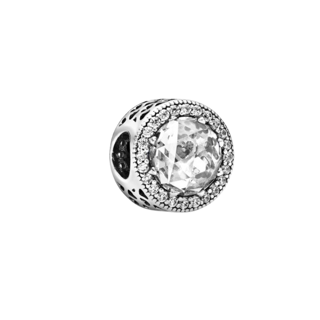 Charm Abalorios circulo brilloso piedra blanca - FELIX Brazaletes y charms