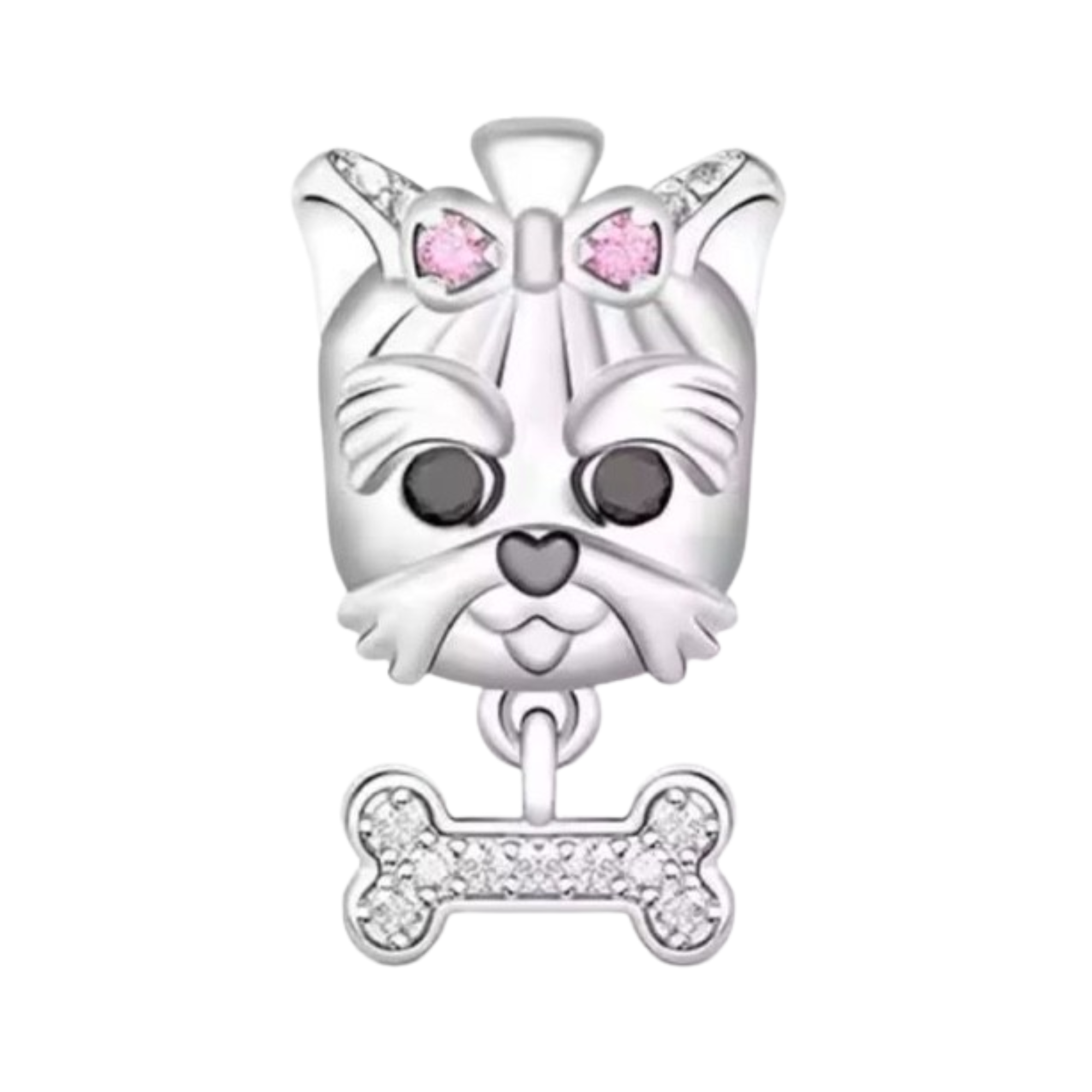 Charm Perro moño, hueso colgante