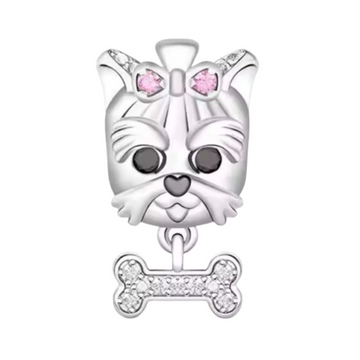 Charm Perro moño, hueso colgante