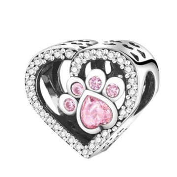 Charm Corazon huella rosa