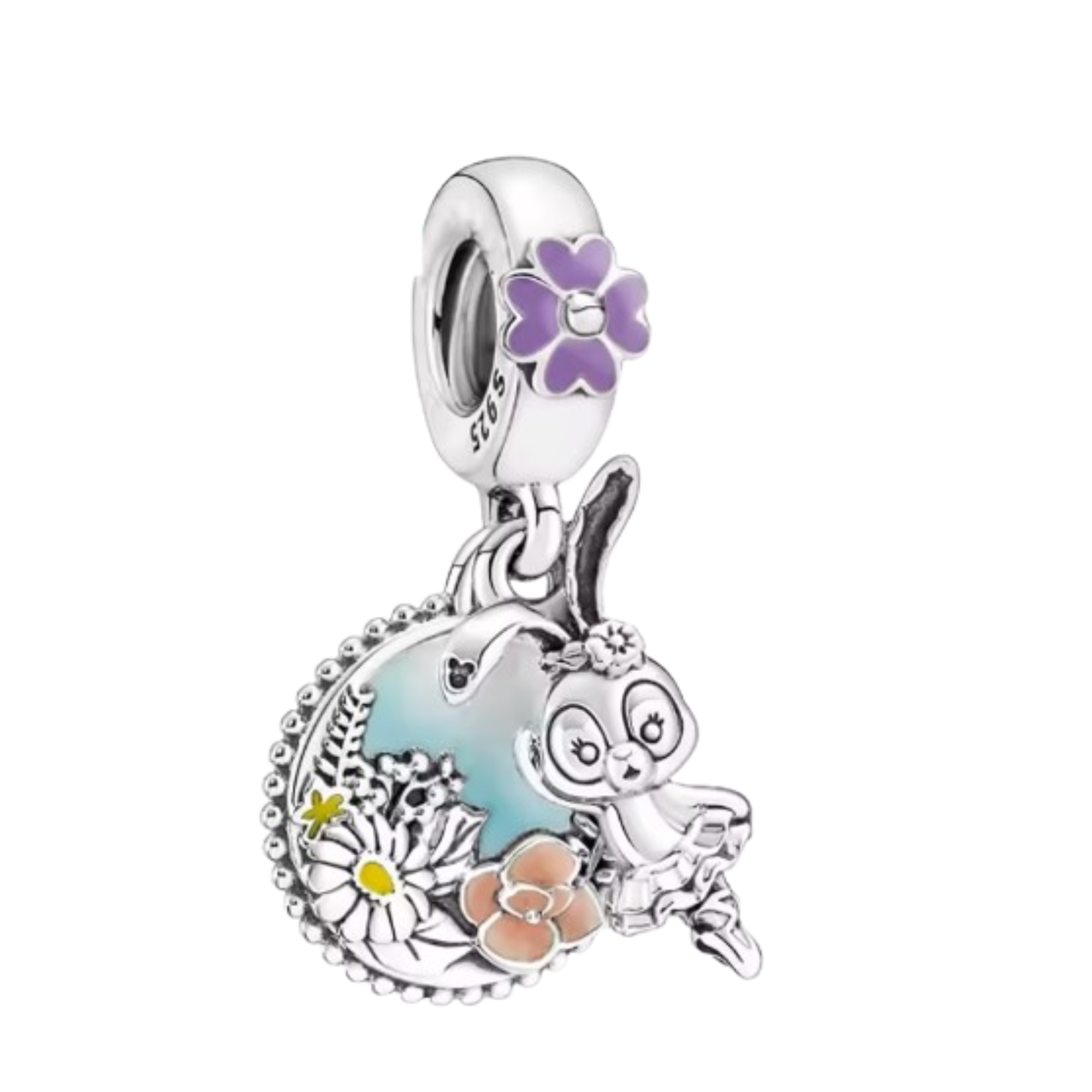 Charm Coneja colgante flor morada