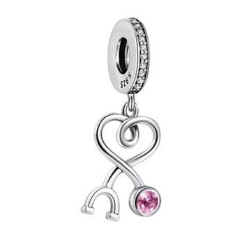 Charm Estetoscopio piedra rosa