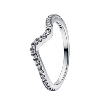 Anillo curvo plateado