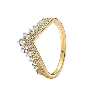 Anillo corona dorada con piedras