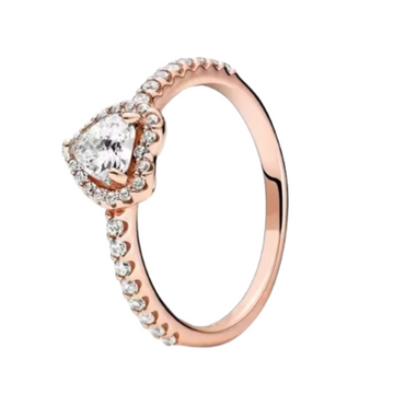 Anillo corazon rosa piedra blanca