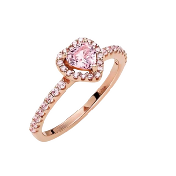 Anillo corazon oro rosa piedra rosa