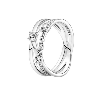 Anillo banda triple resplandeciente